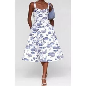 Avec Les Filles Marina Sea Star Fish Nautical Fit & Flare Dress Sleeveless Sz 2